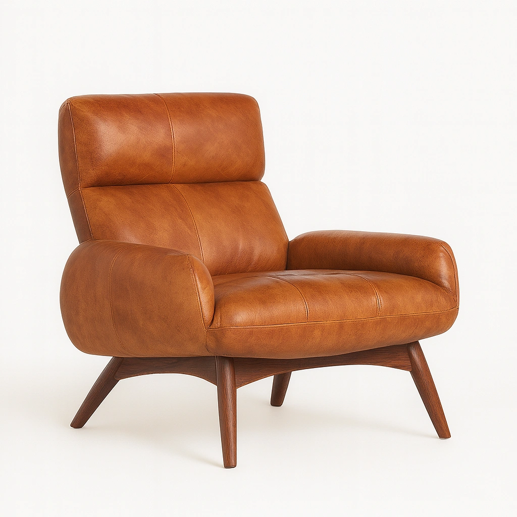 Poltrona reclinabile in pelle con struttura in legno e seduta imbottita dal design elegante-woodhomecraft